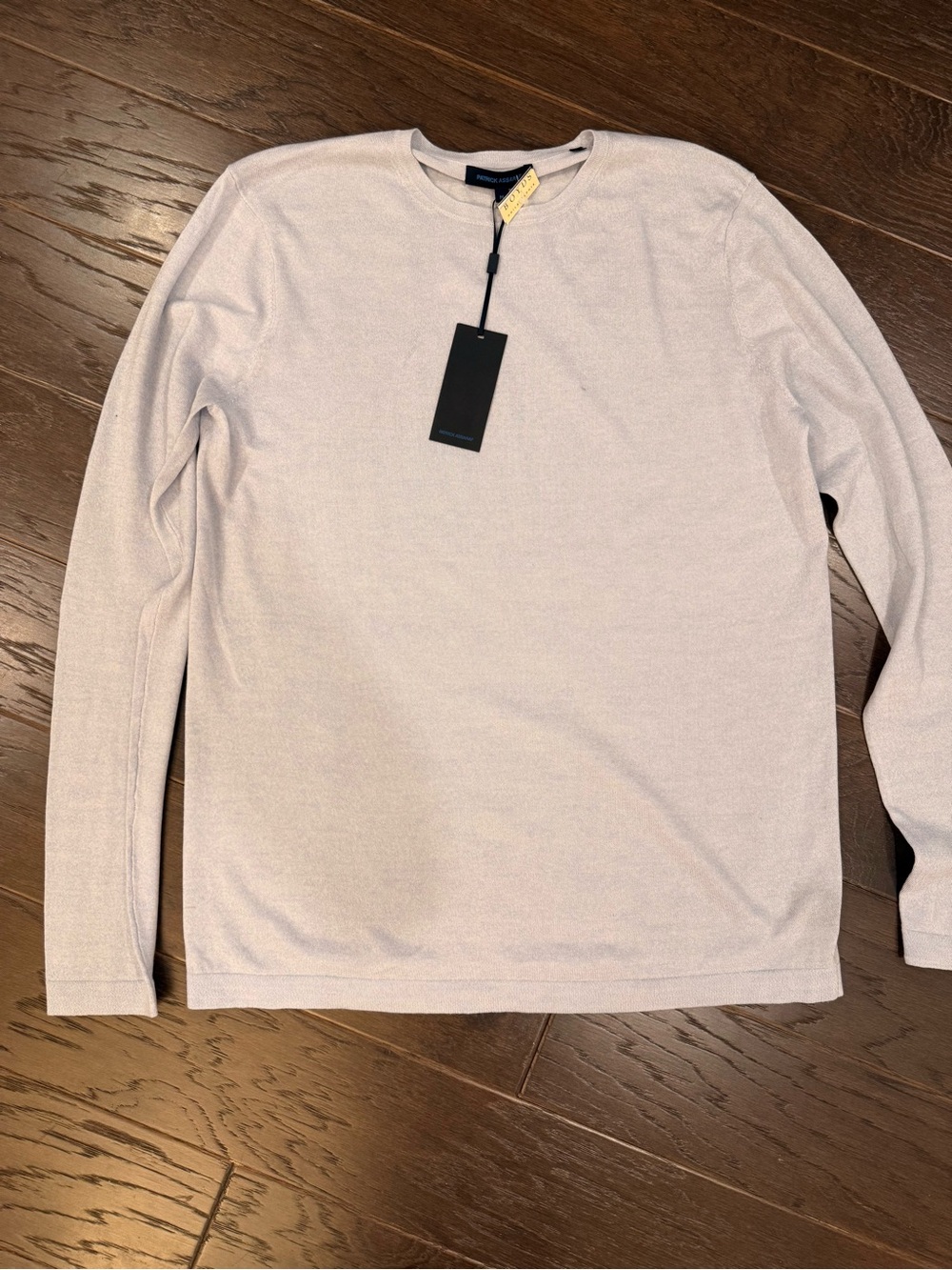 Patrick Assaraf Cotton Cupro Merino Wool Crewneck Sweater Medium Blue Bell